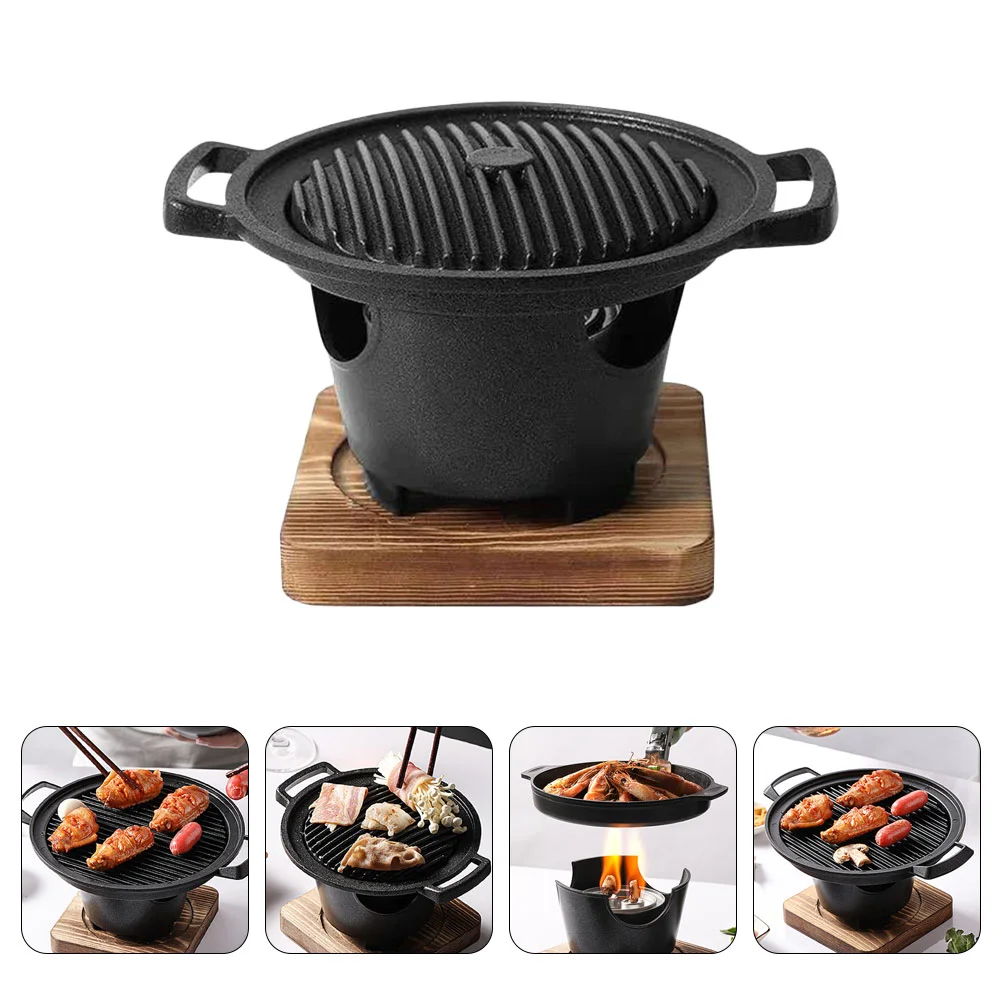 

Grill Japanese Charcoal Hibachi Stove Grilling Korean Table Iron Cast Barbecue Pan Indoor Plate Teppanyaki Serving Shichirin