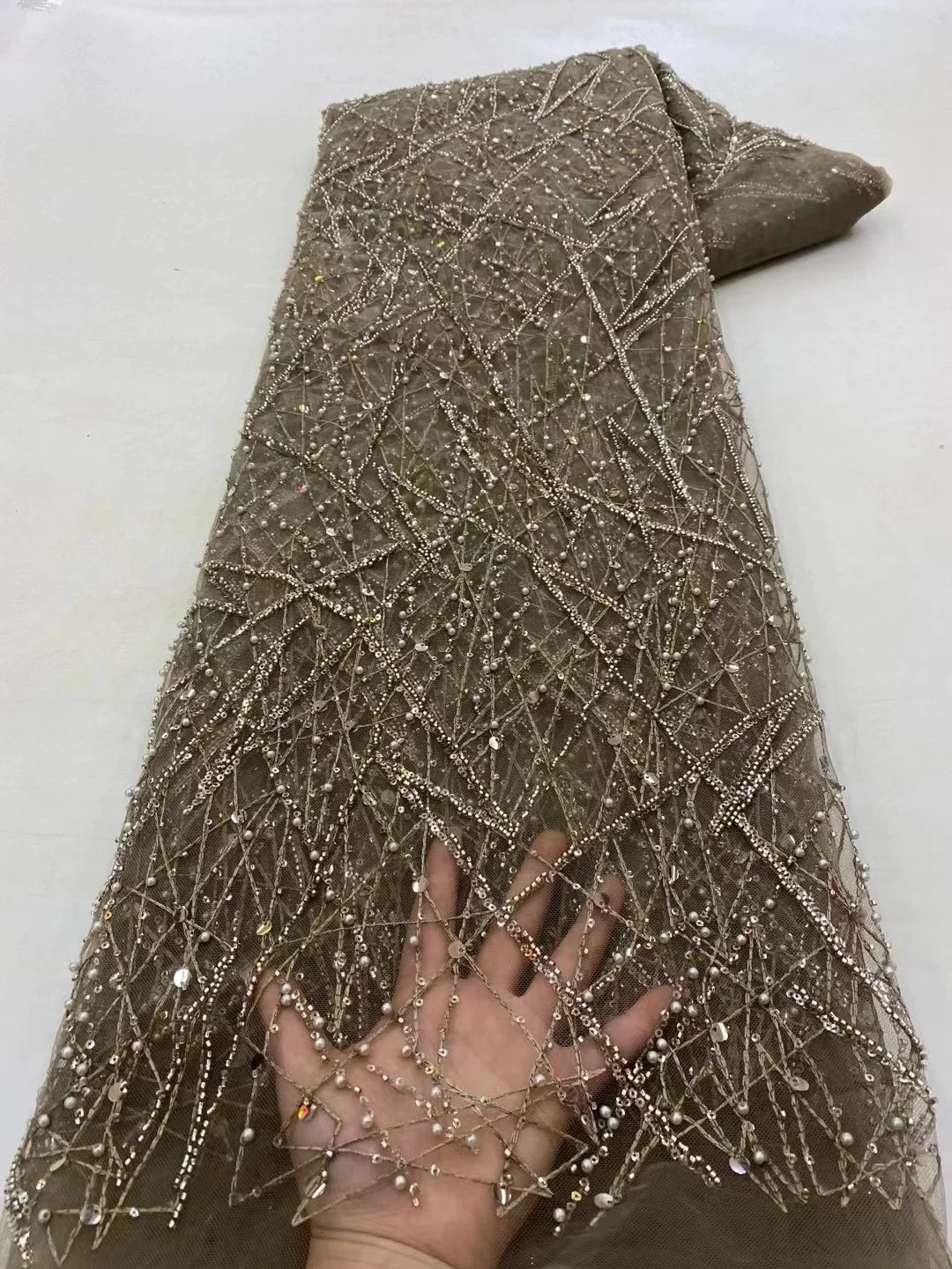 Рисунок 3 - 5 ярдов, Роскошная 3D Цветочная бисерная ткань