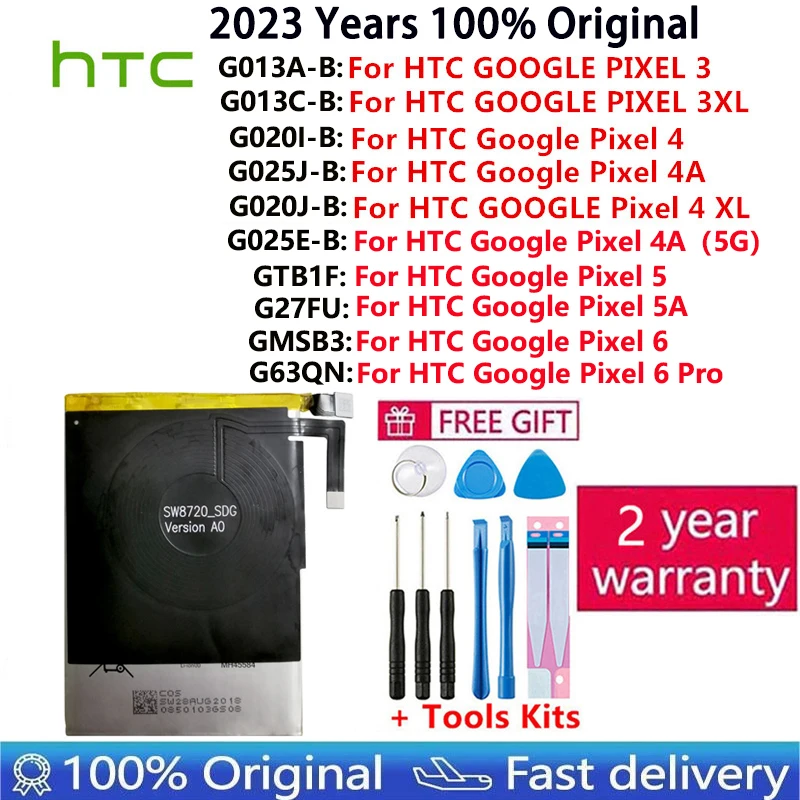 100% Original New Battery For HTC GOOGLE 2 2B PIXEL 3 Pixel3 XL 3XL 4XL Pixel4 XL PIXEL 4 4A 5A 5 5G 6 Pro Nexus S1 Batteries