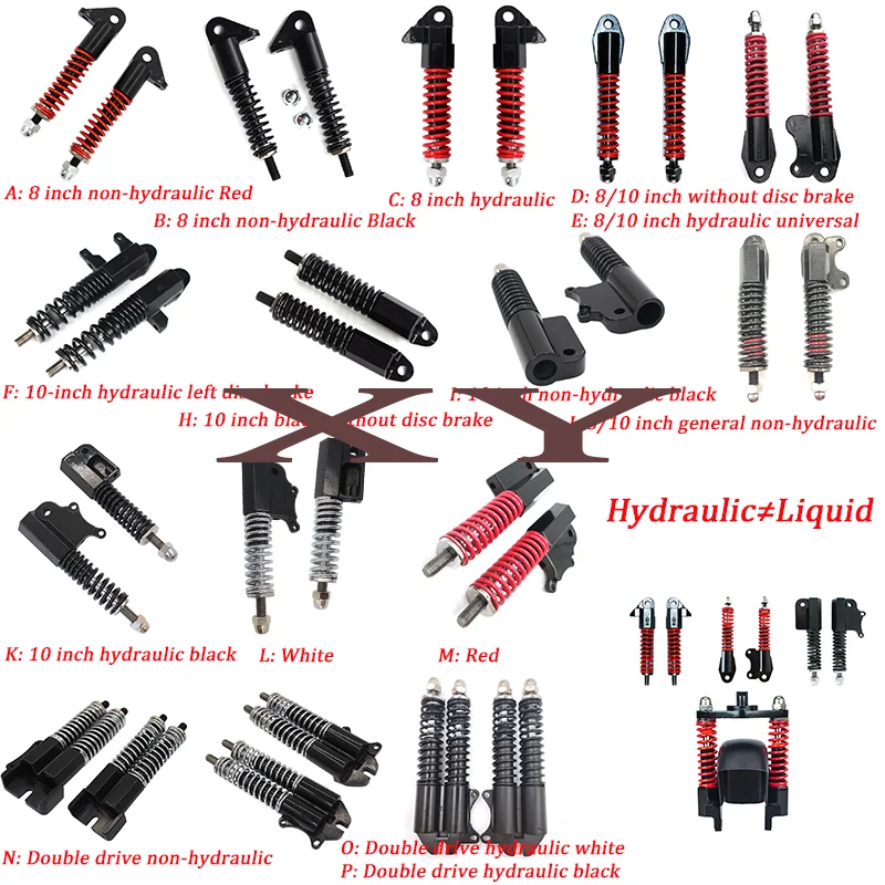 

8/10 Electric Scooter Dual Drive Hydraulic Shock Absorber M12*1.5/1.75 Spring Shock Absorber Modified Suspension Accessories