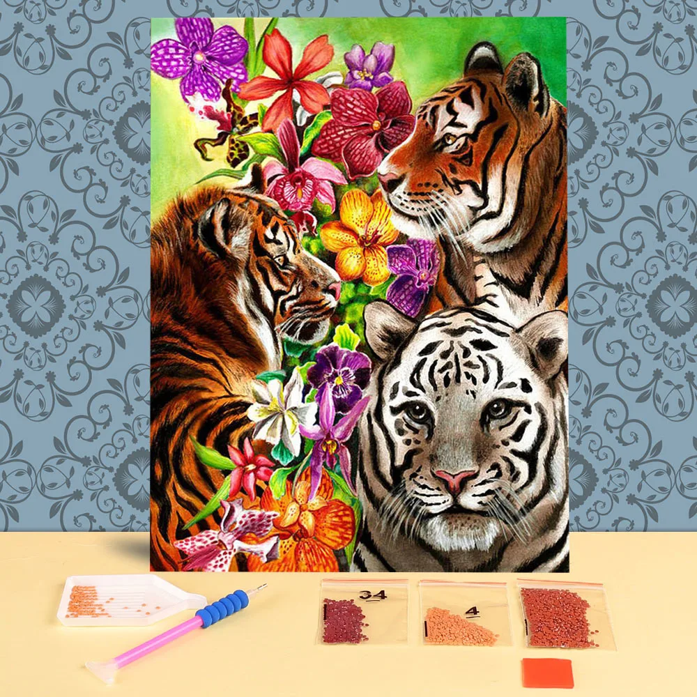 

Животные тигр DIY 3D полная картина мозаика Вышивка Полный Комплект домашний Декор Рождественский подарок стена