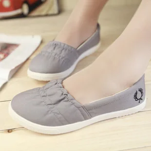2022 New Spring Women's Sweet Casual Shoes Girl Flat Shoes Slip On White Canvas Shoes Breathable Loafer Shoes For Women Mujer