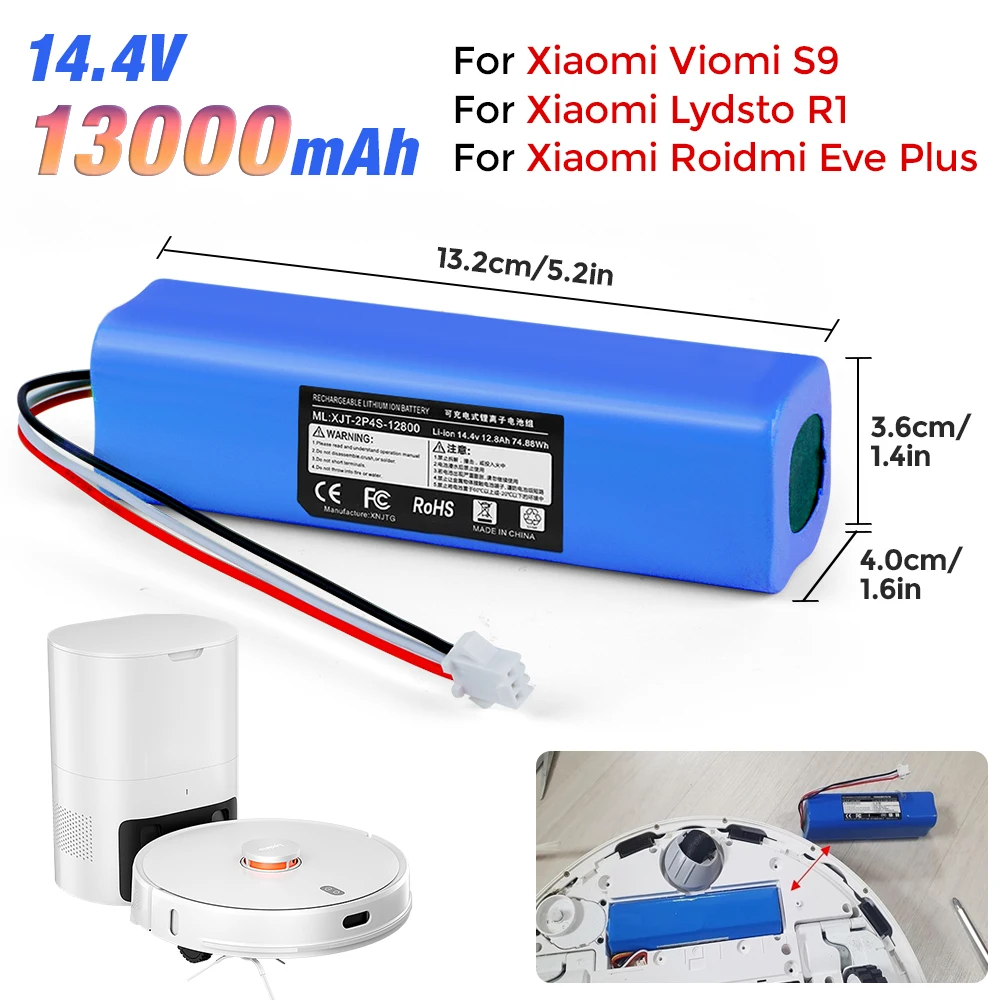 

Запасной аккумулятор для робота-пылесоса XiaoMi Lydsto R1 Roidmi Eve Plus Viomi S9, емкость 13000 мАч