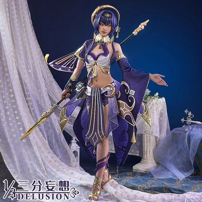 

Аниме игра Genshin Impact Candace Боевая форма экзотическое танцевальвечерние вечернее платье Размеры s-xl косплей костюм для женщин на Хэллоуин Карна...