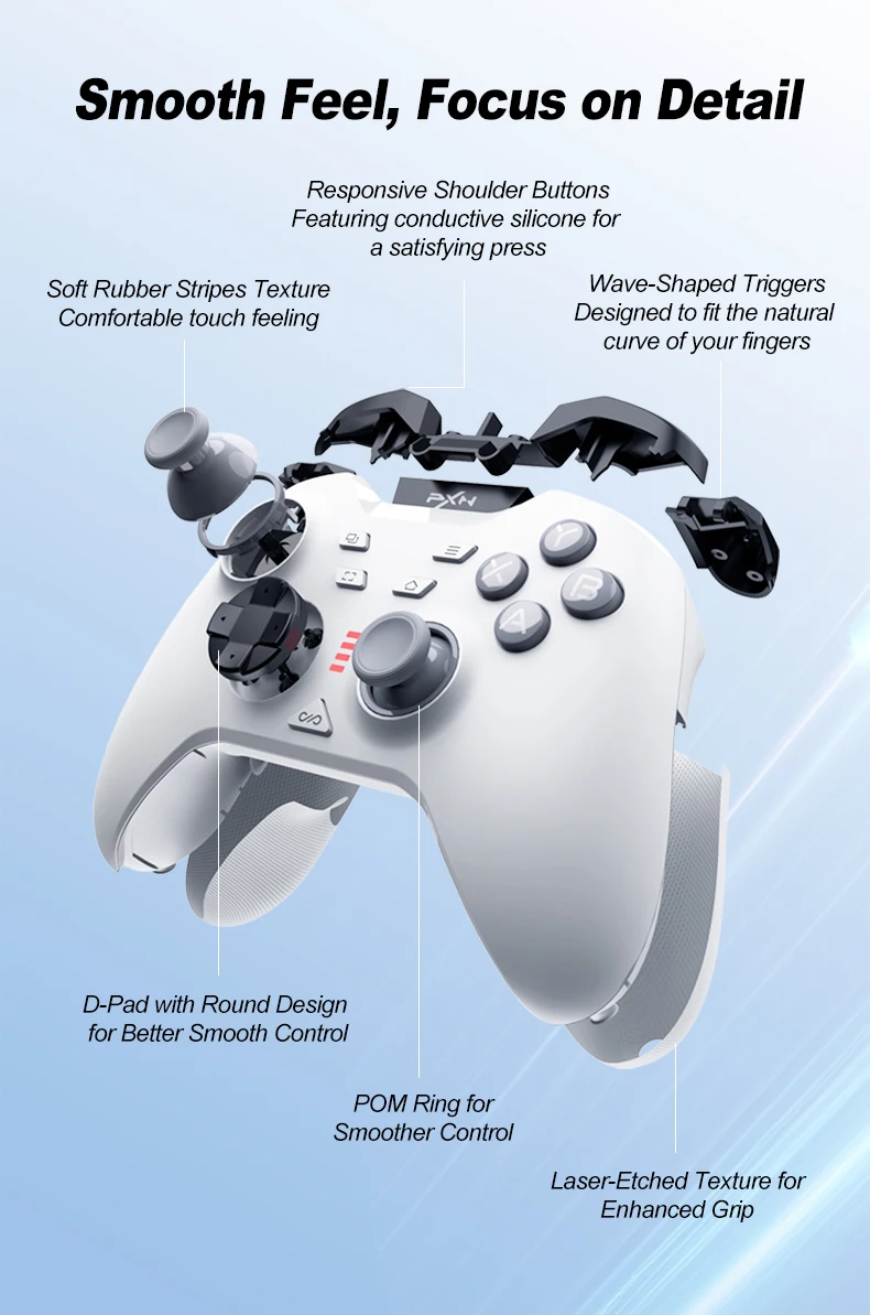 PXN P5 Wireless 2.4G Bluetooth Gaming Controller Hall Effect Joystick Gamepad for Nintendo Switch/PC/iOS/Android /Steam