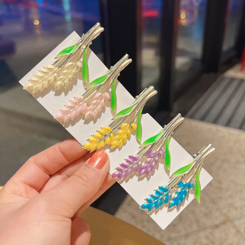 Tulip Good Luck Wheat Hairpin Duckbill Clip Barrettes For Women Girl Clamp Hair Accessorie Headwear