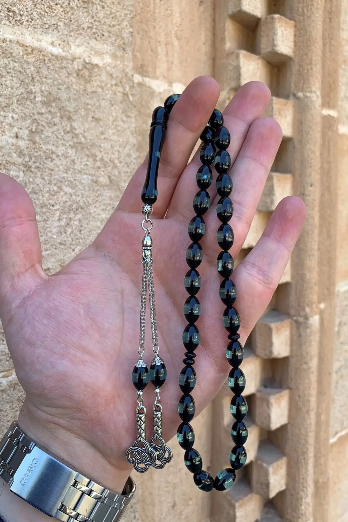 

Мужской нониусный порошок Янтарный четки Dgn1136