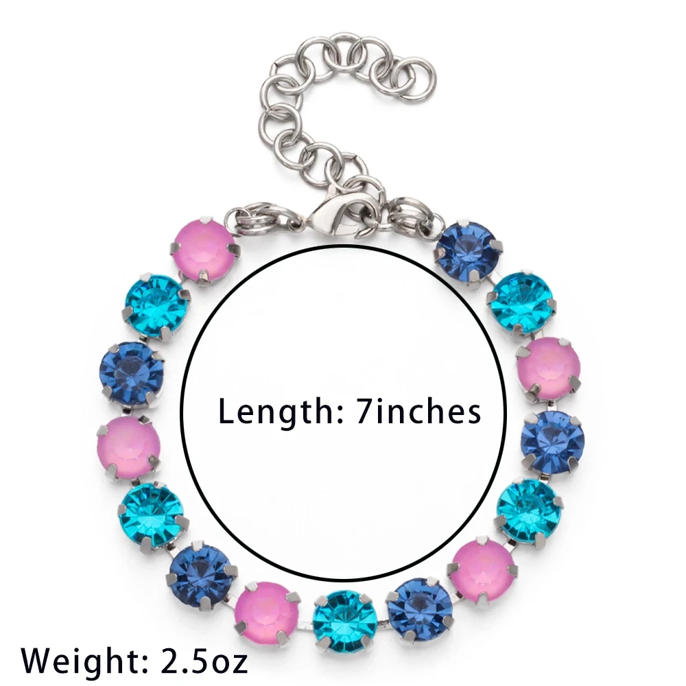 Женский браслет с разноцветными кристаллами золотая и серебряная цепочка