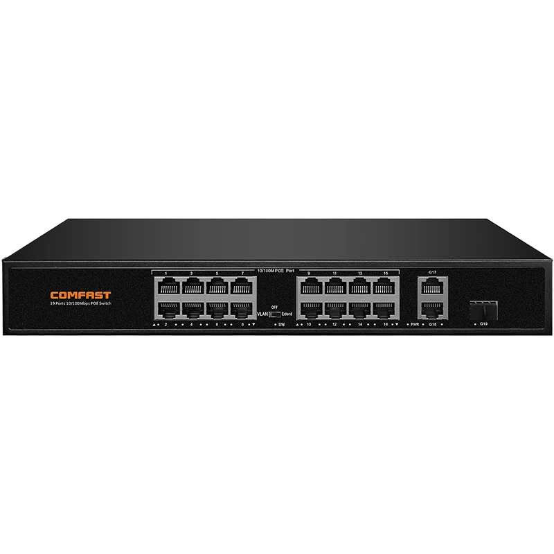 

Comfast CF-SF1162P 19 портов 10/100 Мбит/с, сетевой Ethernet POE коммутатор с волокном SFP