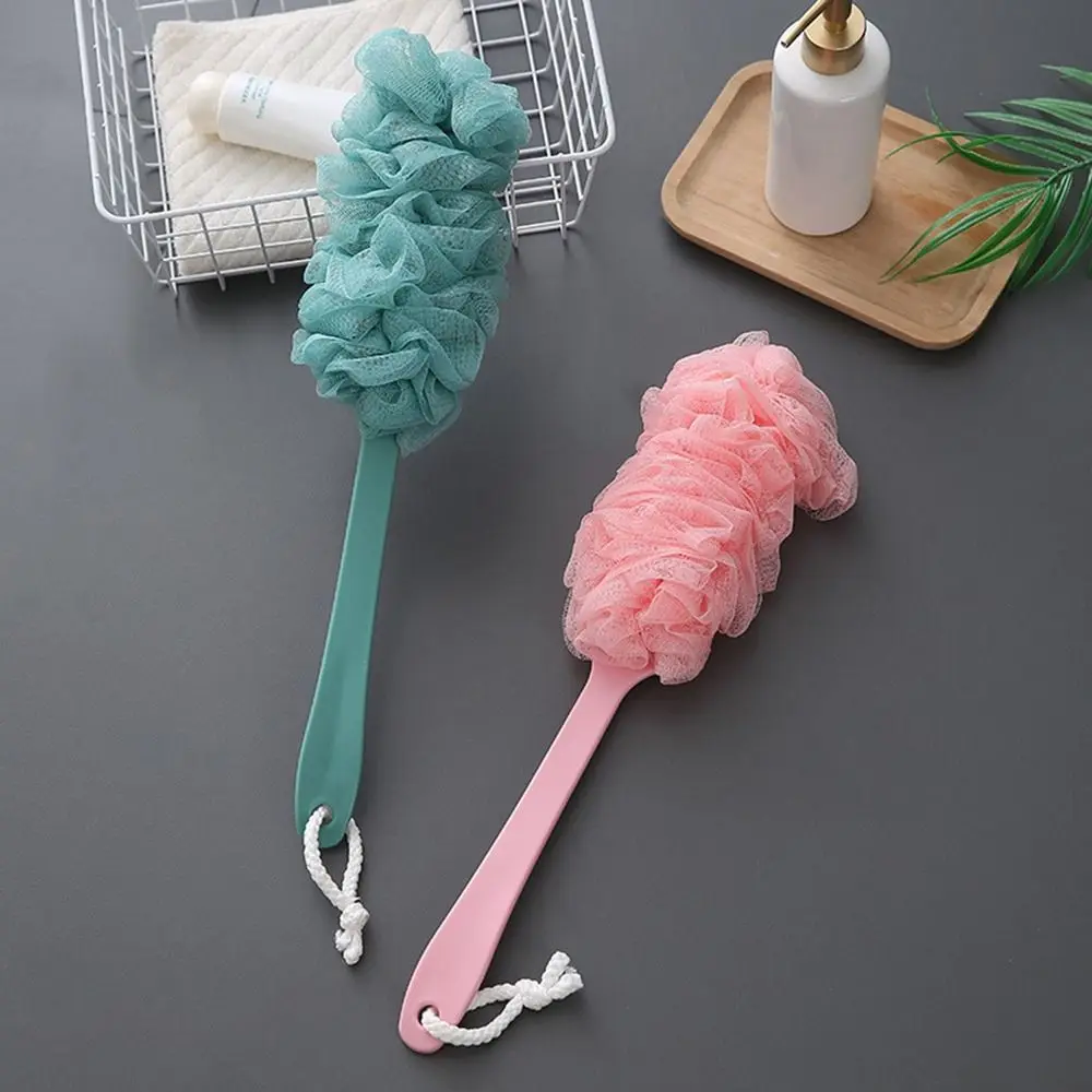 

High Quality Practical Portable Soft Long Handle Bath Brush Mesh Sponge Back Scrubber Shower Loofah Body Wash Brushs