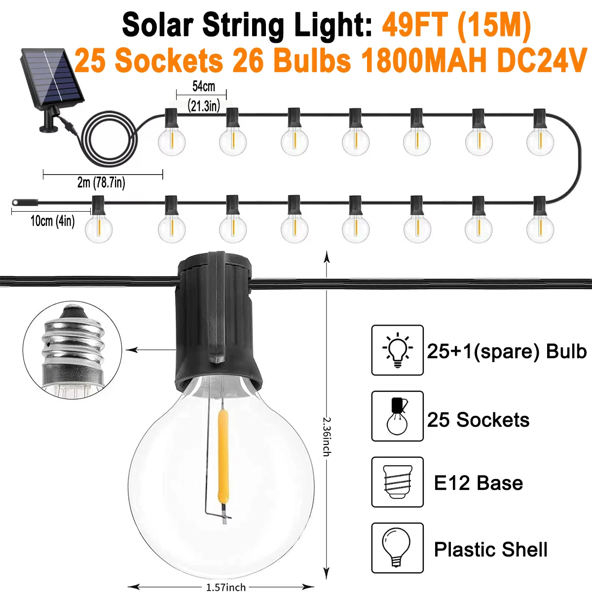 Наружная солнечная светодиодная гирлянда, водонепроницаемые гирлянды с цифровым дисплеем, пульт дистанционного управления, 25-98 футов, декоративное садовое освещение