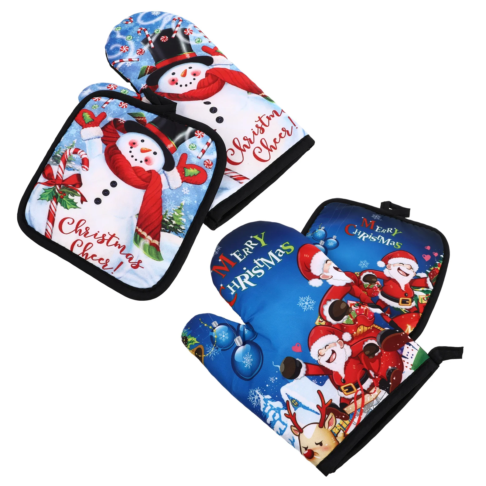 

Oven Gloves Mitt Pad Glove Mitts Christmas Baking Pot Holders Hot Cooking Barbecue Kitchen Microwave Resistant Heat Pads