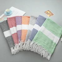 turkish beach towel with tassel geometric diamond plaid bath towel travel camping sunscreen shawl blanket bathroom towels