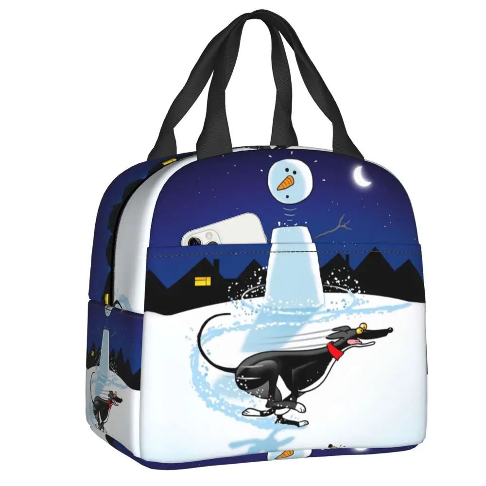 

Cartoon Greyhound Lunch Box for Women Whippet Sighthound Dog Thermal Cooler Food Insulated Lunch Bag Kids School Children