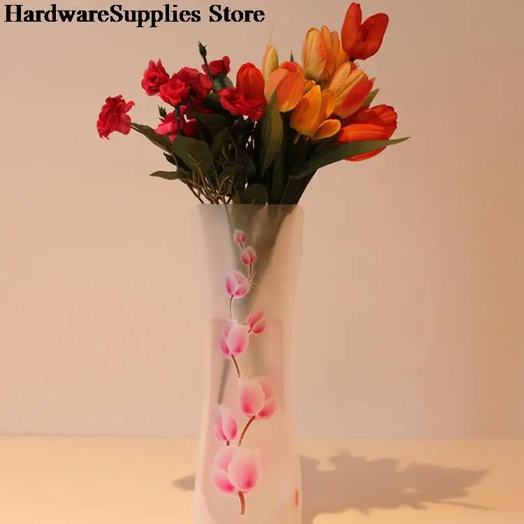 

New 27.4 X 11.7cm Unbreakable Foldable Reusable Plastic Flower Vase Random Color