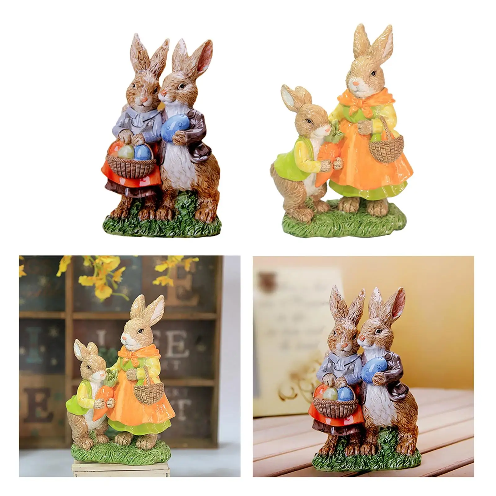 

Hand-Painted Easter Rabbit Tabletop Sculpture Animals Statue for Living Room TV Cabinet Office Tabletop Holiday Gifts