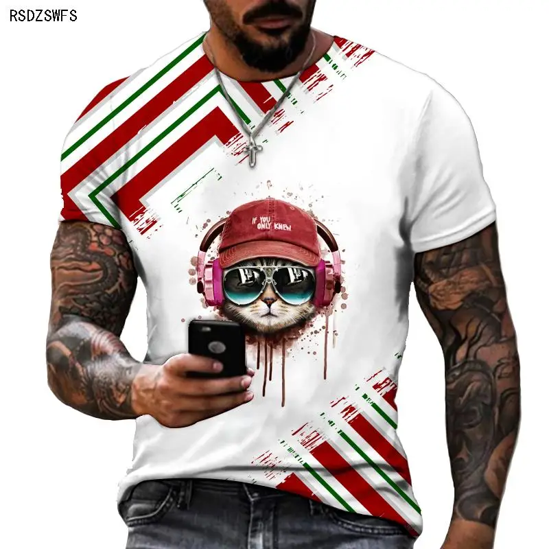 

Anime Cartoon Animal Avatar Cat Penguin Fun 3D Printing Men And Women T-shirt HD Printing Short-sleeved Oversized Summer Top