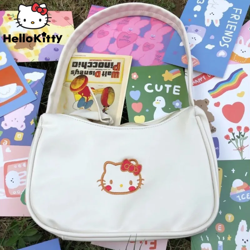 

Aoger Hello Kitty Printed Embroidery Women's Bag Y2k Bag Cute Versatile Handbag JK Designer Luxury Bag PU Leather Shoulder Bag