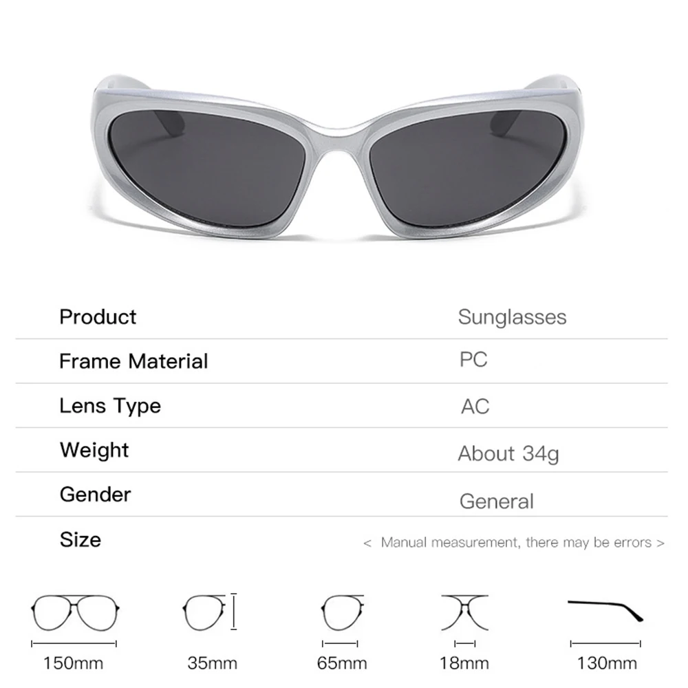 Женские солнцезащитные очки VIVIBEE Y2K в стиле стимпанк зеркальные белые спортивные