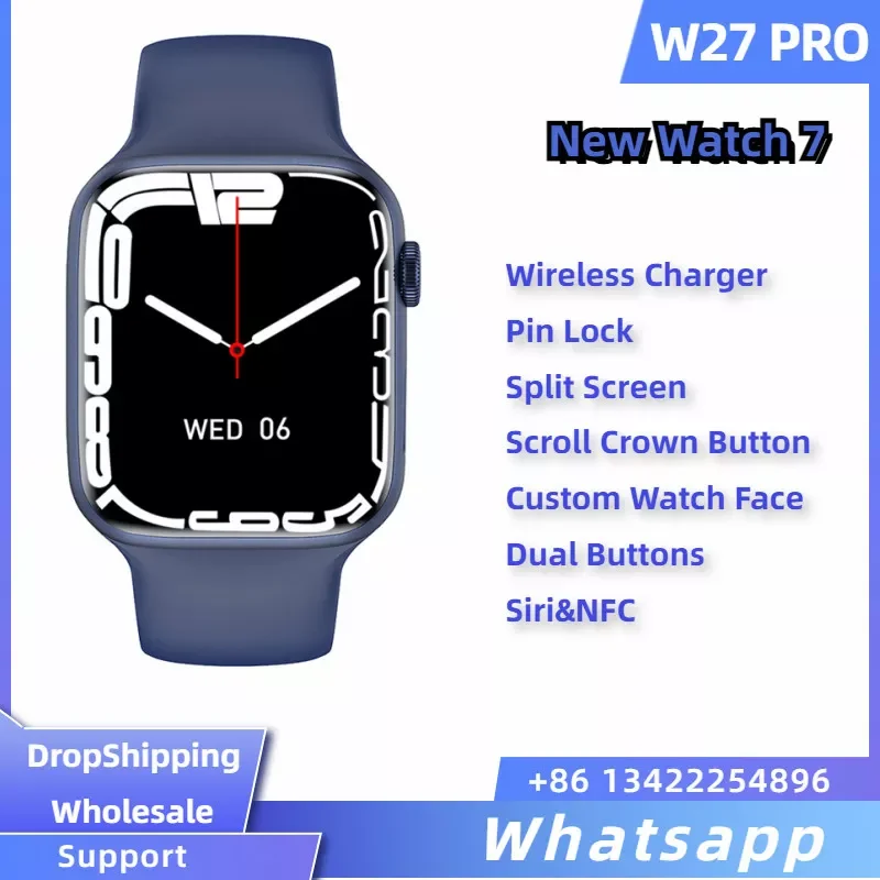 

2022 IWO W27 Pro Series 7 NFC AI Voice Bluetooth Call Wireless charging inch Screen PRO PK DT7MAX W17
