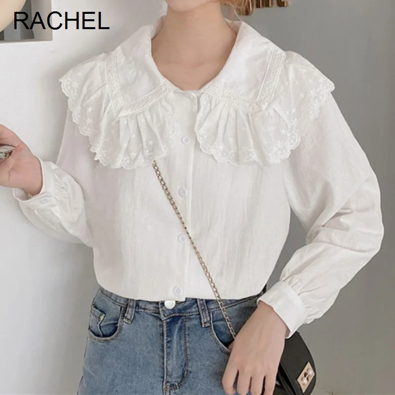 

Женская рубашка с длинным рукавом и воротником-стойкой