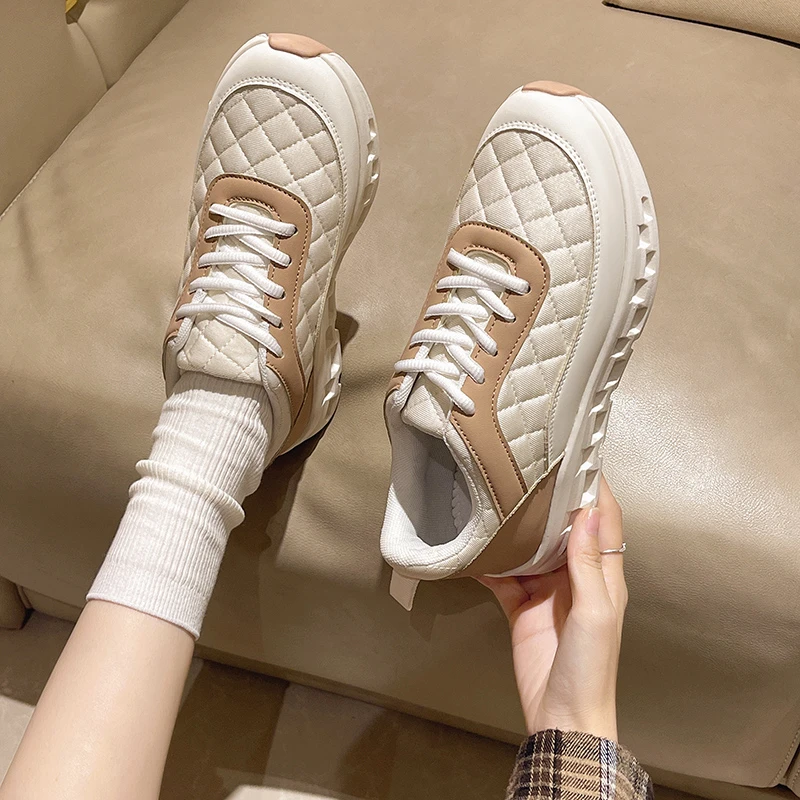 Повседневная Спортивная обувь на шнуровке Lingge кожаные кроссовки толстой подошве