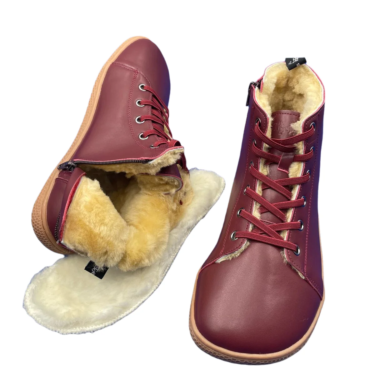 Зимние ботинки из натуральной кожи Tipsietoes Top Barefoot с подкладкой натурального меха и