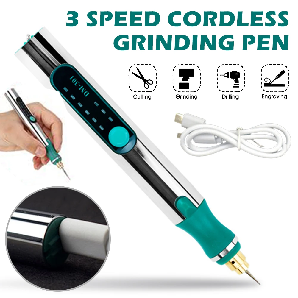 

25W Electric Grinding Pen 3 Gears of Speeds Adjustable Stone Nail Polishing Machine Metal Lettering Carving Engraving Device