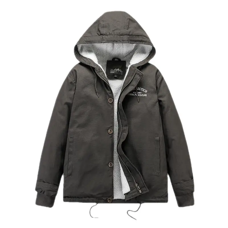 2022 Winter Men's Parkas Jacket Fleece Thicken Warm Overcoats Men Hooded Outdoor Windbreaker Casual Coat Outerwear