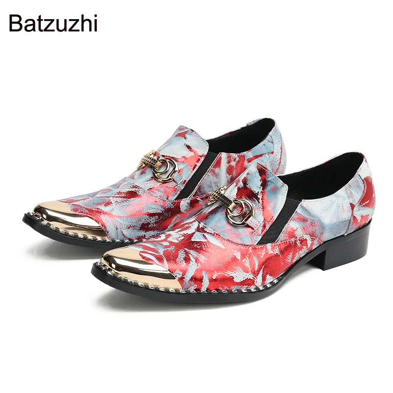Batzuzhi Luxury Pointed Toe Men Leather Dress Shoes Fashion Red Oxford ...