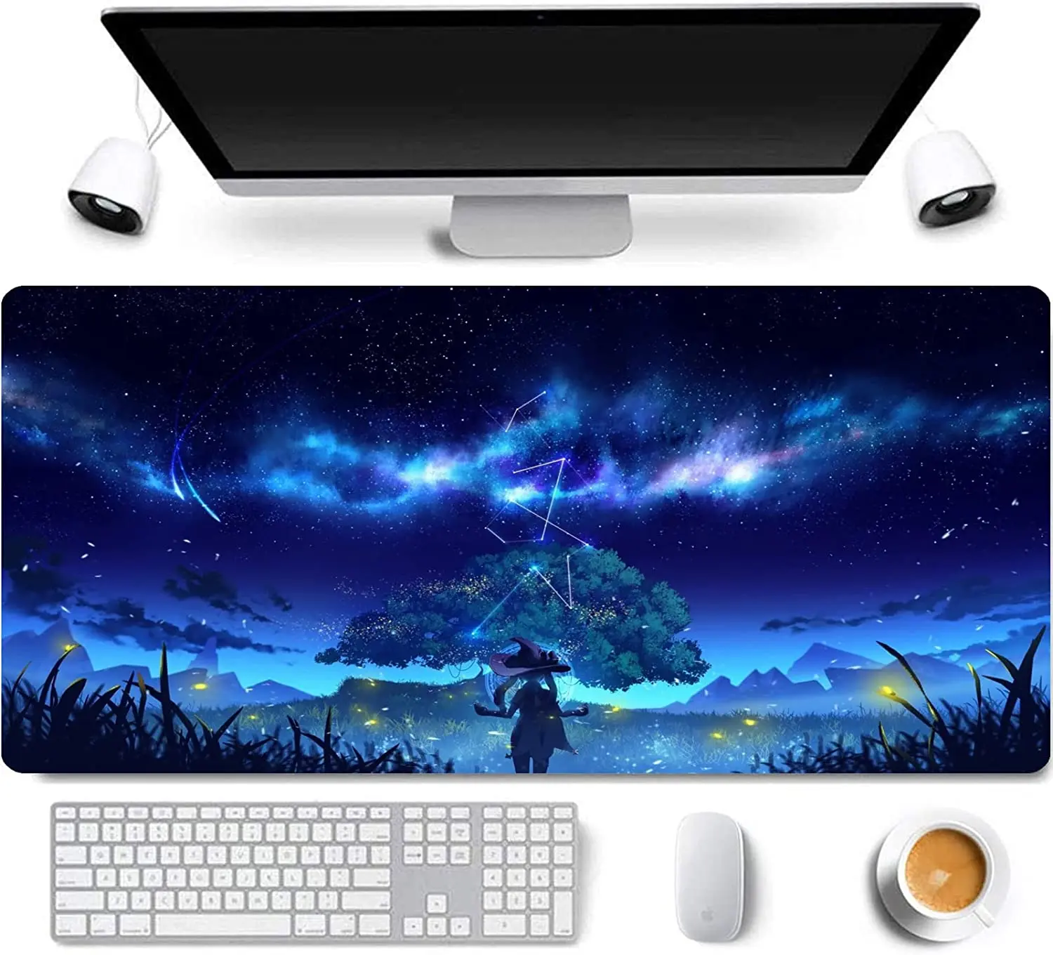 

31.5x11.8 Inch Fantasy Starry Sky Extended Large Gaming Mouse Pad with Stitched Edges XL Laptops Keyboard Mouse Mat Desk Pad