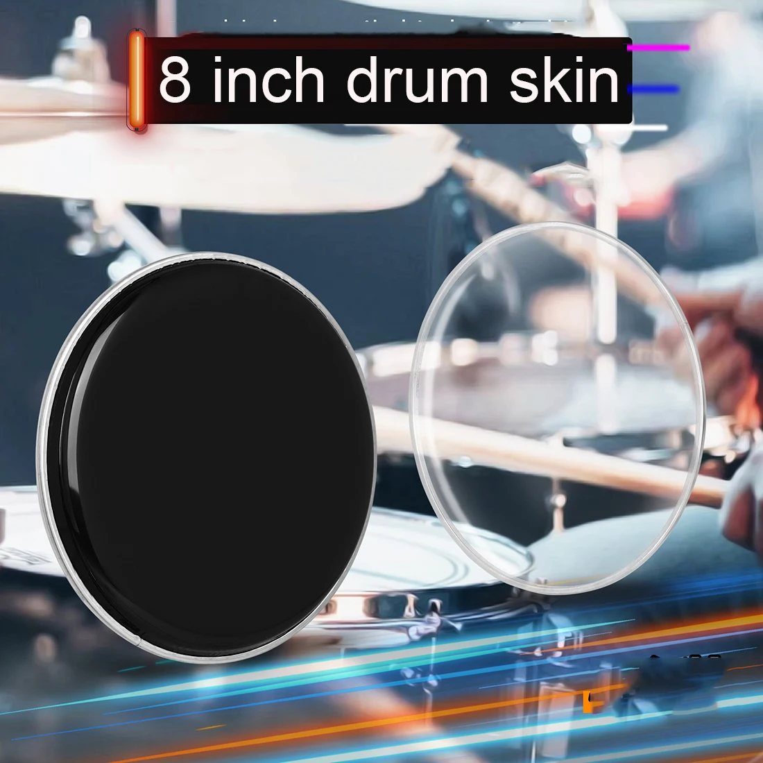 

8 Inch Drum Skins Black/Transparent Polyester Film Jazz Drum Skin Percussion Drum Accessories 2 Pcs Drum Skin