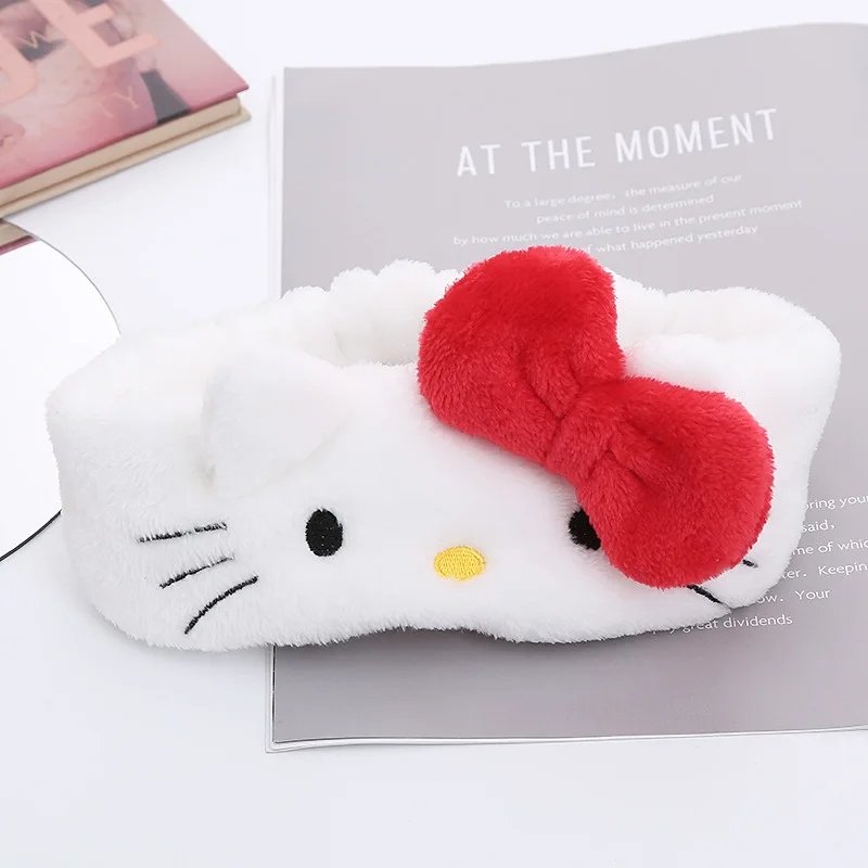 Женская повязка на голову с бантом Hello Kitty Melody мягкая теплая из кораллового флиса