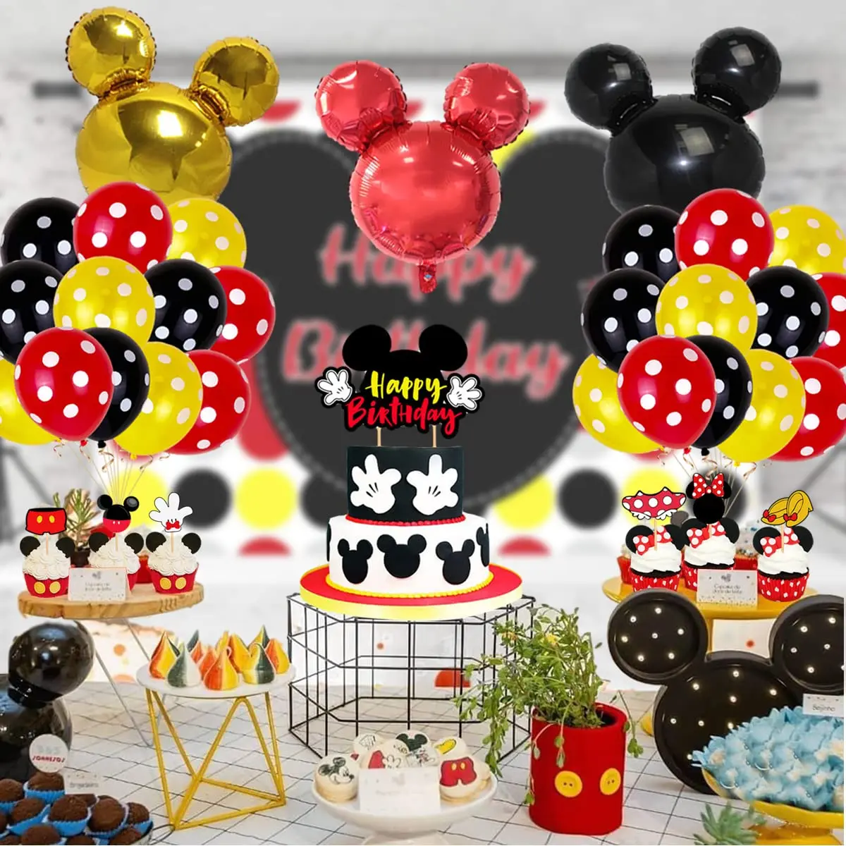 

33pcs Mickey Minnie Head Latex Balloon Set Birthday Party Decoration Kids Birthday Party Supplies