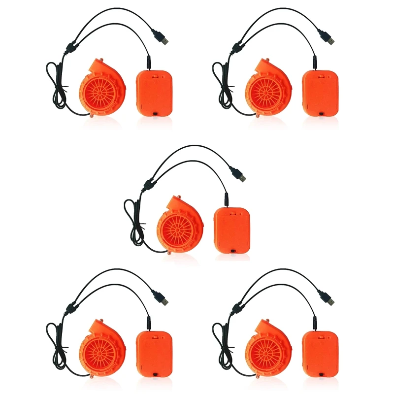

5X Mini Blower Fan For Dinosaur Costume Or Mascot Head Or Other Inflatable Game Costume Set, Orange