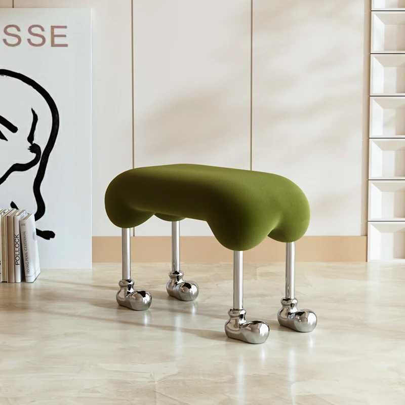 

Nordic Designer Home Furniture Flannelette Coffee Stool Light Luxury Living Room Furniture Cartoon Dog Change Shoe Stool