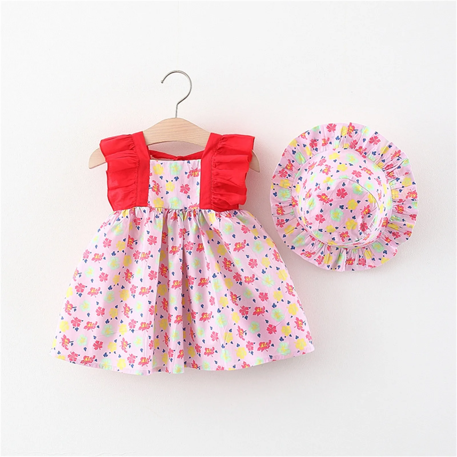 

Dress Girls Kids Princess Ruffles Vacation Baby Hat Toddler Floral Dress Summer Sleeveless Set Dresses Girls Girl Dresses Offer