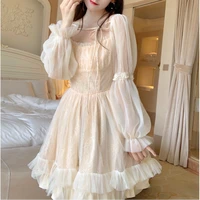 2022 new lolita kawaii dress women casual long sleeve vintage y2k mini dress female japanese style one piece dress korean