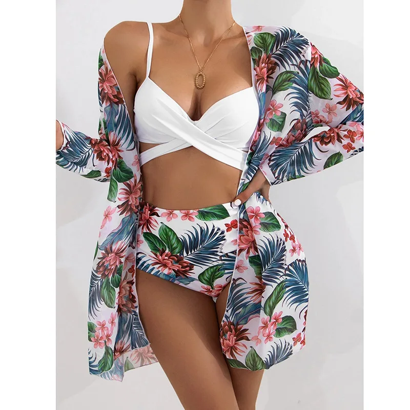 Соблазнительное бикини 2022 женский купальник с высокой талией и цветочным