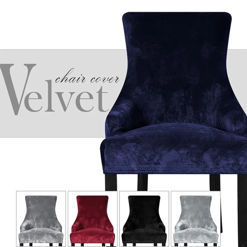 Velvet Fabric Wing Back Chair Cover European Style Sloping Arm Big Size King Back Chair Covers Seat Covers Washable Home Hotel