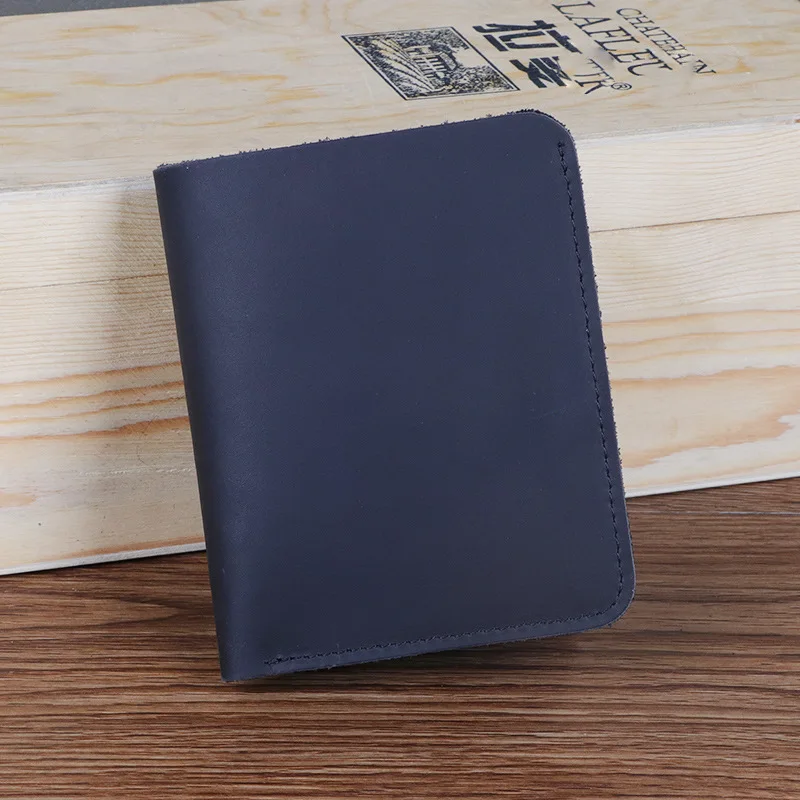 Top Grain Leather Wallet for Men Women Bifold Vintage Crazy Horse Leather Cards Holder Slim Front Pocket Wallet Short Purse