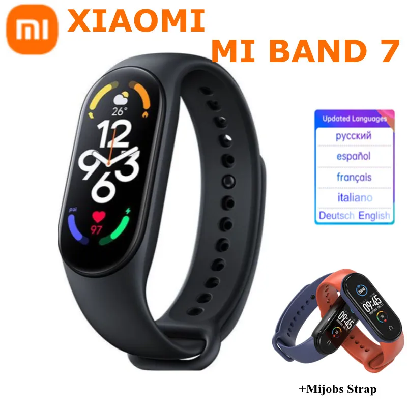 

Оригинальный спортивный браслет Xiaomi Mi Band 7, фитнес-трекер сердечного ритма, смарт-браслет Miband 7 с AMOLED экраном 1,62 дюйма, браслет Mijobs