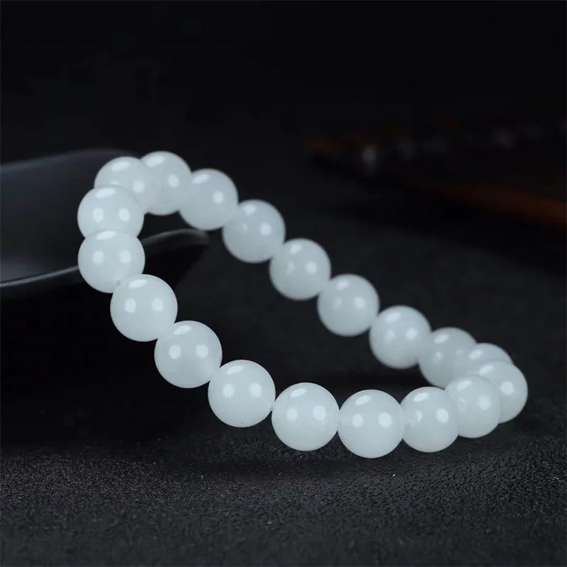 

Горячая Распродажа натуральный ручной вырез Baranglet белый нефритовый Круглый 10 мм браслет из бисера модные ювелирные изделия для мужчин женщ...