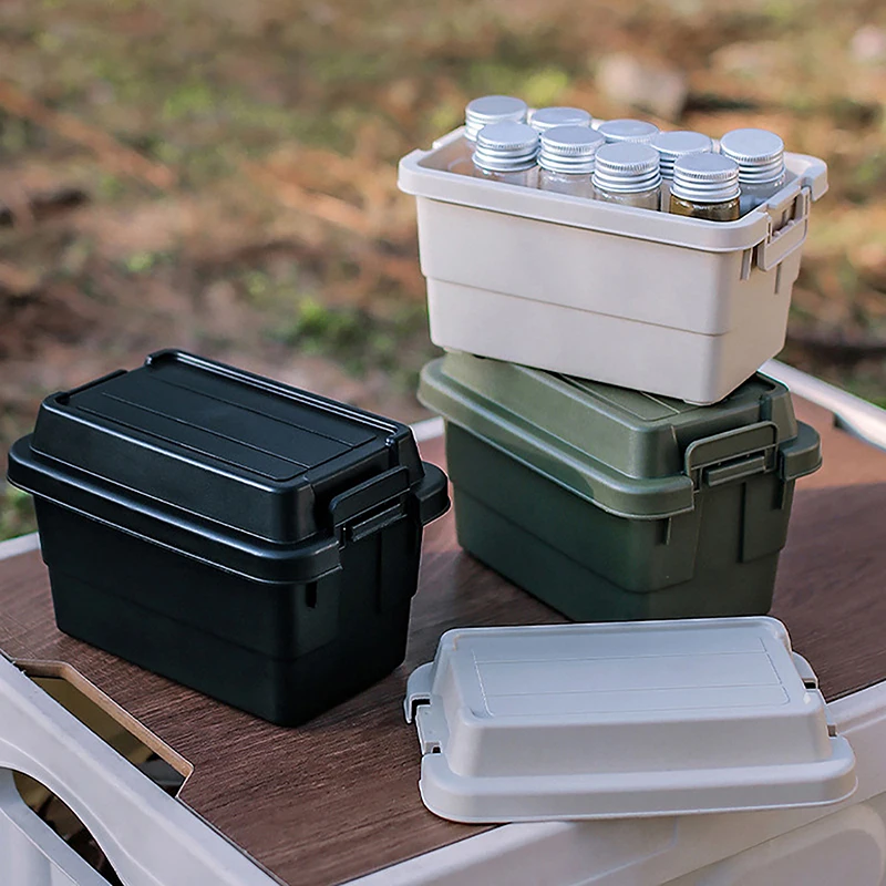 

Camping Storage Box 50L Kotak Risu Multipurpose Portable Container Heavy Duty Black Muji Outdoor Picnic