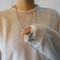 fashion simple cute movable doll stainless steel necklace men and women hip hop sweater chain pendant gift jewelry accessories