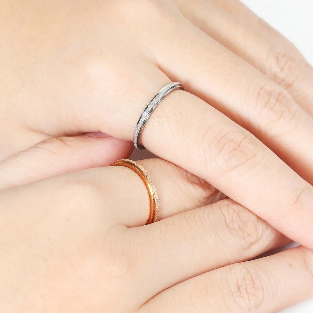 Модные парные кольца с матовой поверхностью для женщин и мужчин простые изящные