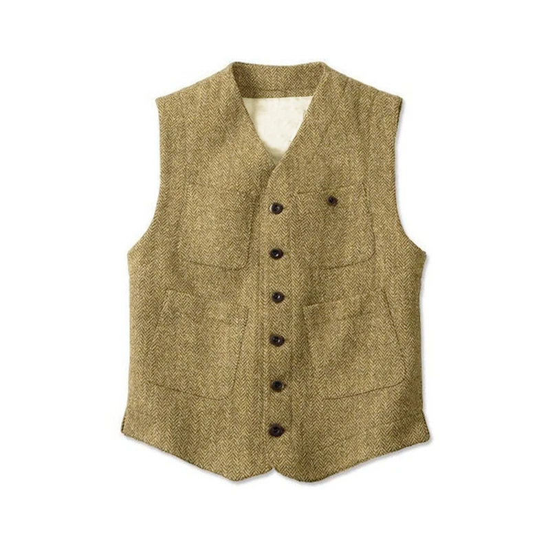 

Men's Vest Wool Herringbone Single Breasted Gentleman's Steampunk Tank Top