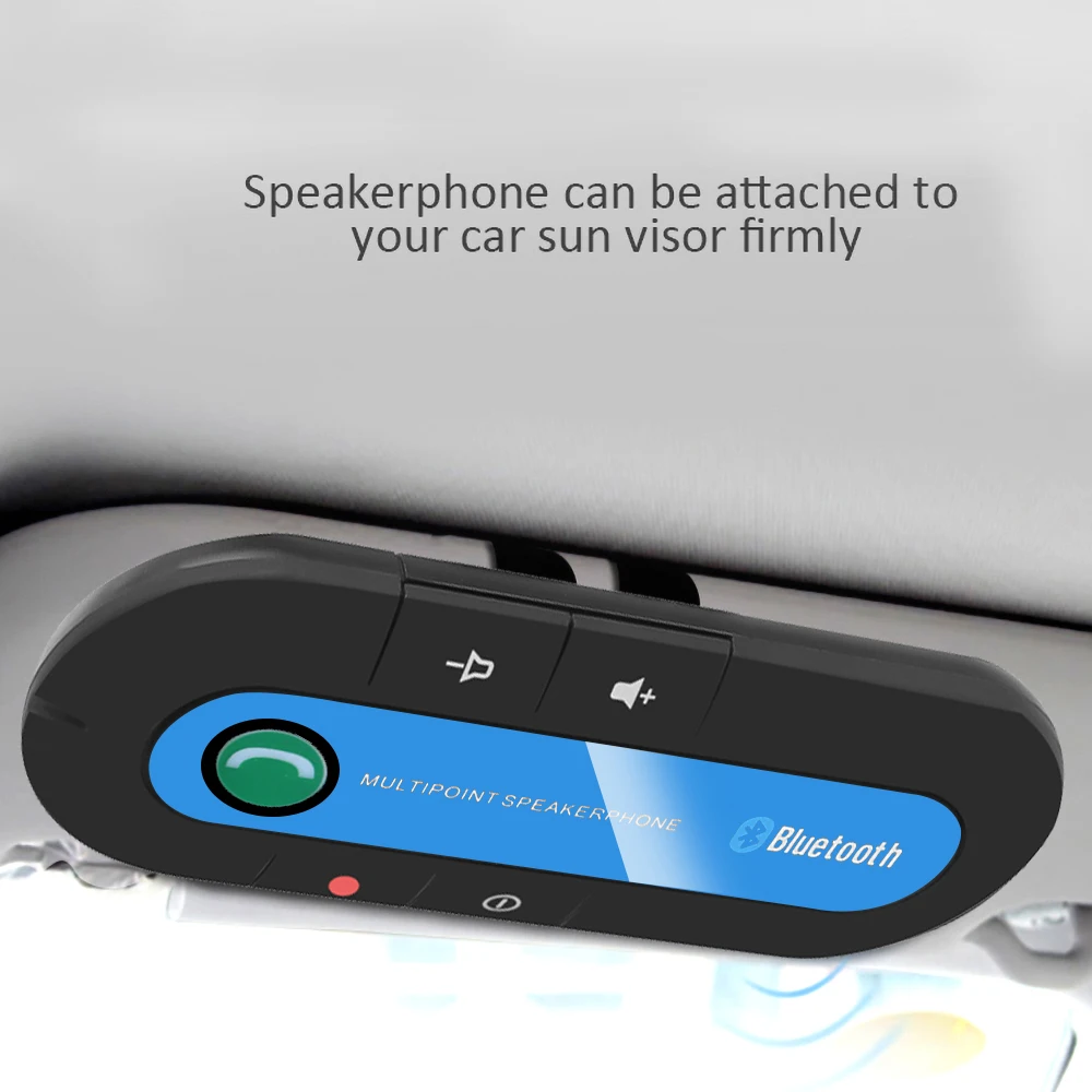 Bluetooth Hands free Car Kit Wireless Audio Receiver Speaker Phone MP3 Music Player Sun Visor Clip Multipoint Noise Cancelling