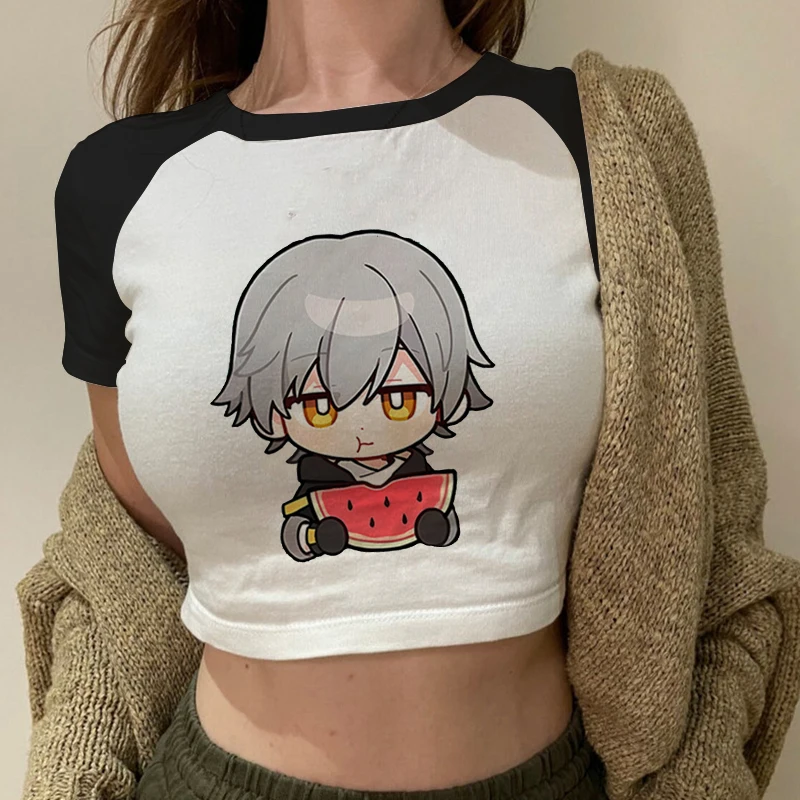 Футболка женская с круглым вырезом и коротким рукавом тенниска из аниме Game Honkai Star