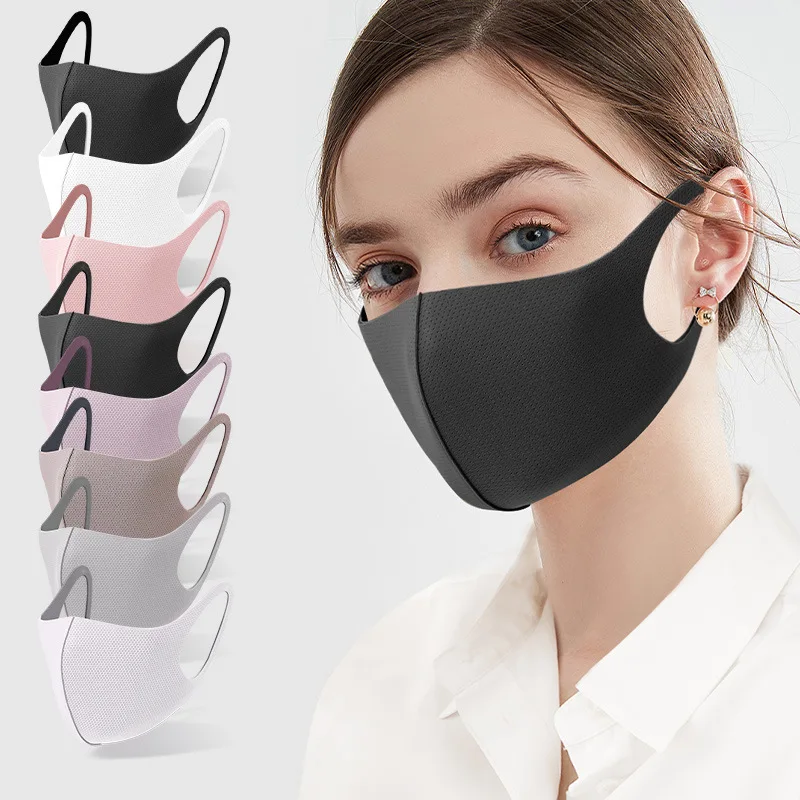 

New Ice Silk Thin Face Mask Dustproof Sunscreen Summer Recycling Mask Veil Breathable Washable Mouth Masks Outdoor UV